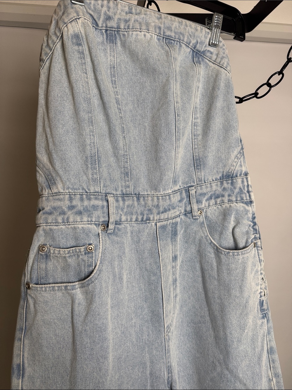 Grey Lab Women's Strapless Corset Light Blue Denim Jumpsuit Size Small - Picture 4 of 11